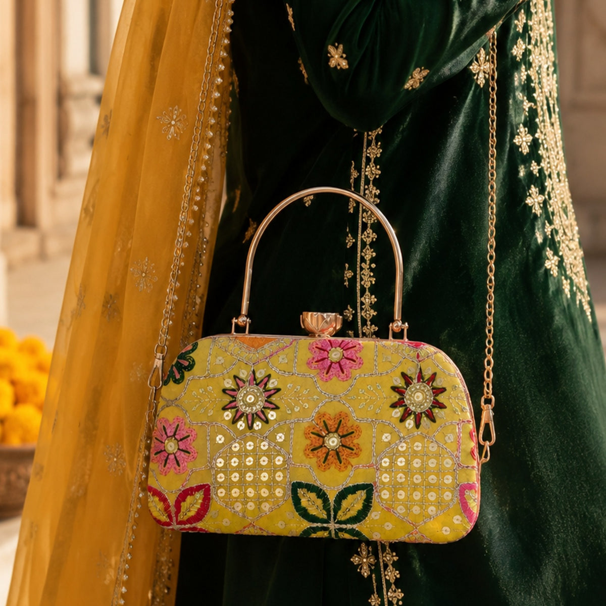 Sheen Yellow Clutch Short