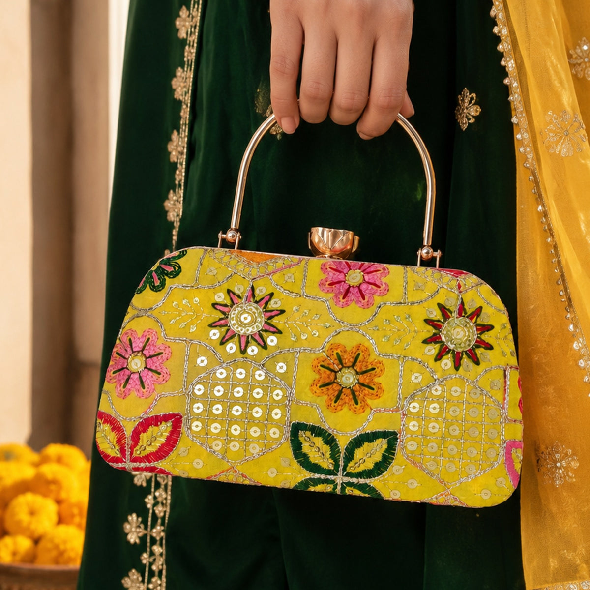 Sheen Yellow Clutch Short